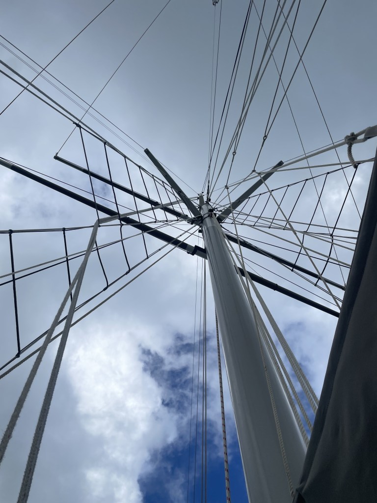 Headsail and forestay detail on a modern cruising boat